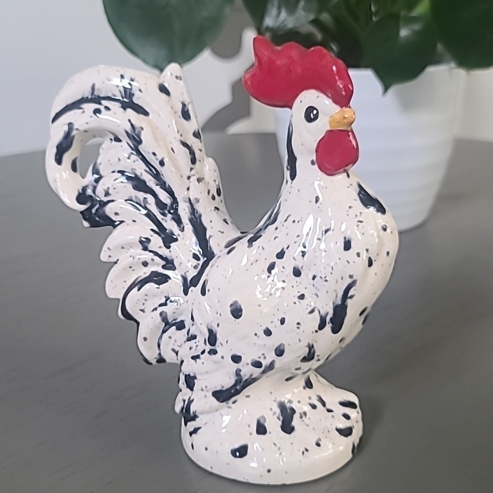 Speckled Rooster Figurines Set Of 2 - Picture 3 of 16
